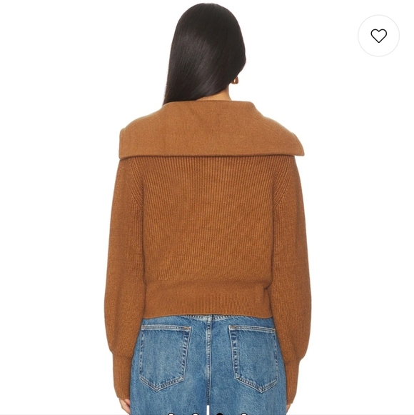 EUC Varley Maura Half Zip Rib Knit in Caramel Pecan Heavy Pullover Sweater - Picture 3 of 13